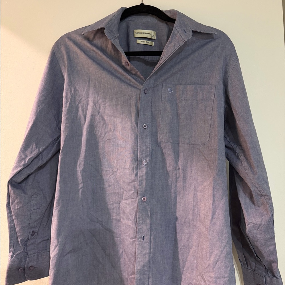 Pierre Balmain Men's Light Blue Long-Sleeve Button Down Shirt